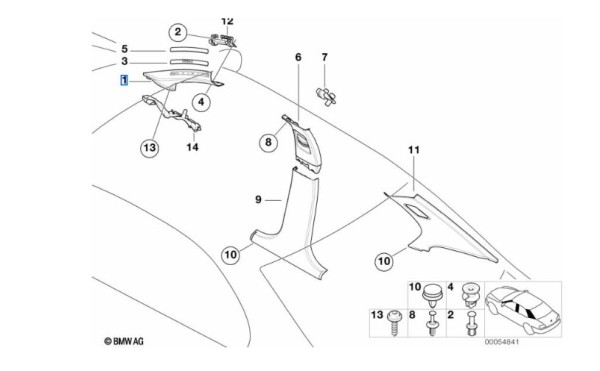 BMW Satz A Säule Verkleidung E46 schwarz M Technik links & rechts 51432699793 + 51432699794